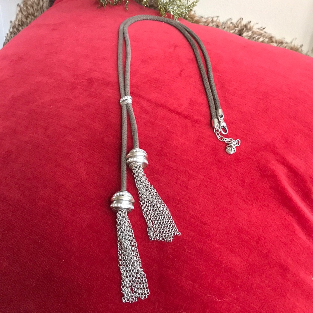 Leather and silver necklace